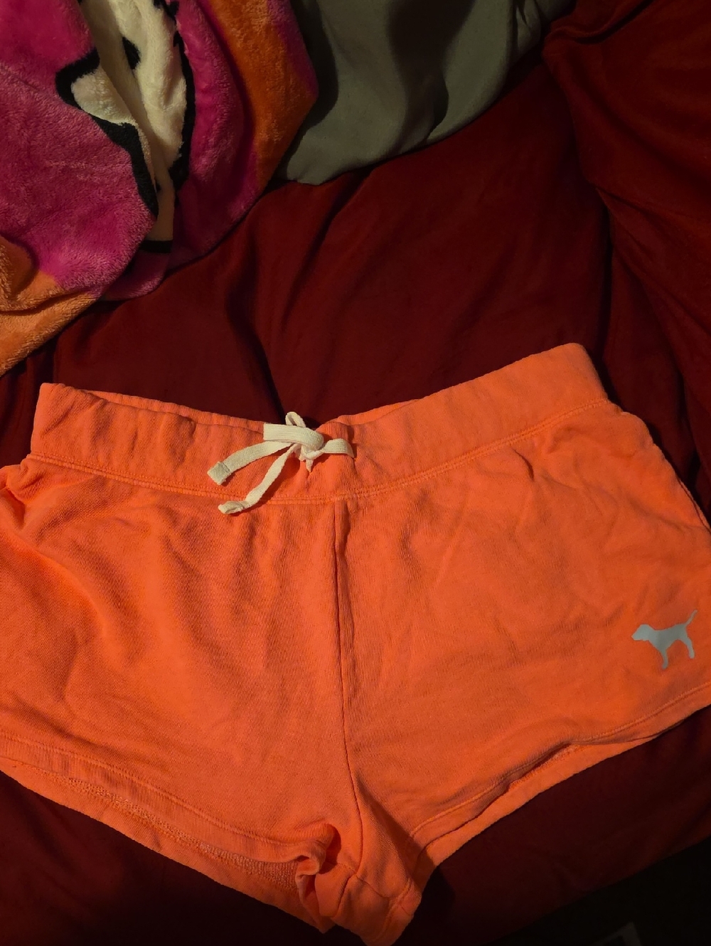 PINK Victoria's Secret Neon Orange Drawstring Athletic Shorts